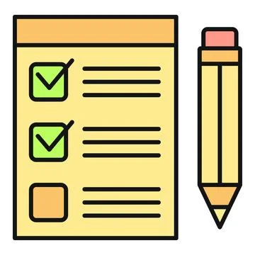 Checklist paper with green check marks and pencil Stock Illustration