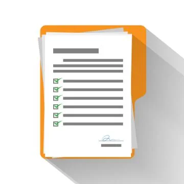 Checklist paper on yellow folder, vector illustration Stock Illustration