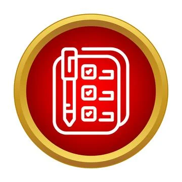 Checklist with pen on red circular icon イラスト素材