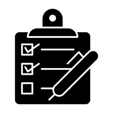 Checklist with pen solid icon. Questionnaire vector illustration isolated on Stock Illustration