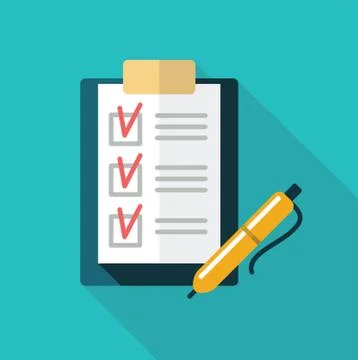 Checklist with pen. Vector icon Stock Illustration