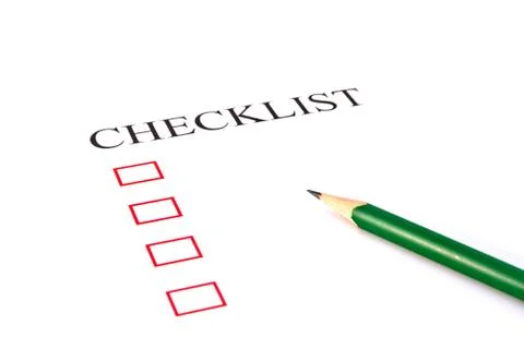 Checklist with pencil and checked boxes. Stock Photos