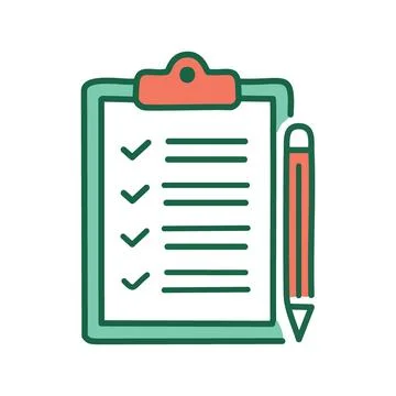 Checklist with pencil. Checklist with completed tasks and a pencil for maki.. Stock Illustration