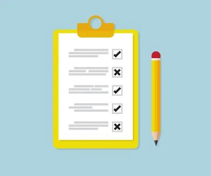 Checklist with pencil flat design vector illustration Stock Illustration