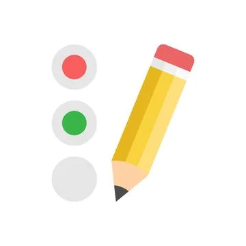 Checklist with pencil icon in flat style. Quiz feedback vector illustration.. Stock Illustration