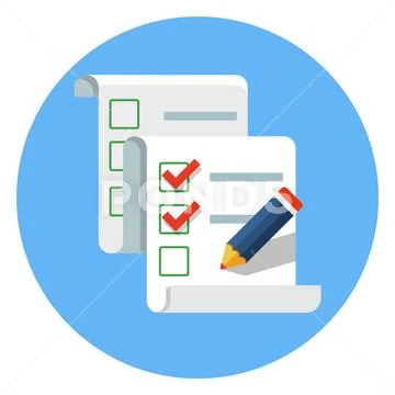 Checklist with pencil icon Stock Illustration