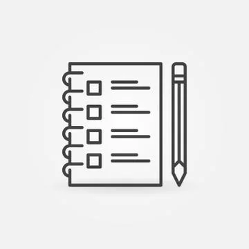 Checklist with pencil outline vector concept icon Stock Illustration