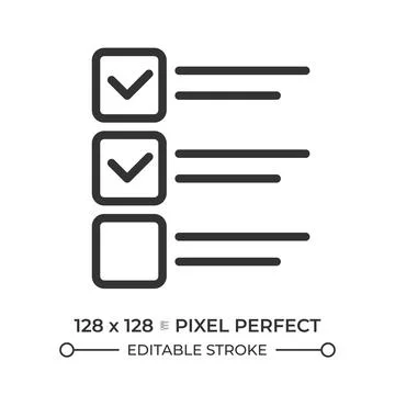 Checklist pixel perfect line icon Stock Illustration