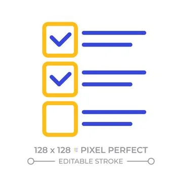 Checklist pixel perfect two color line icon Stock Illustration
