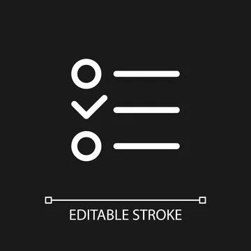 Checklist pixel perfect white linear ui icon for dark theme Stock Illustration