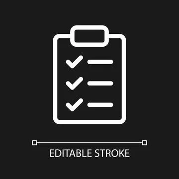 Checklist pixel perfect white linear ui icon for dark theme Stock Illustration