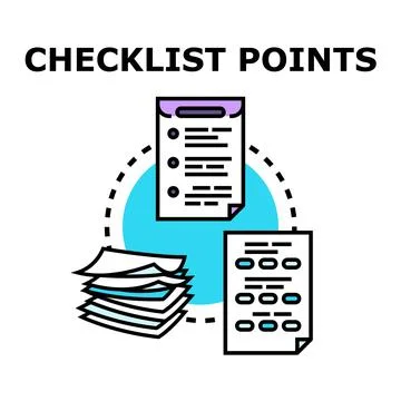 Checklist points illustrating tasks and planning process Stock Illustration