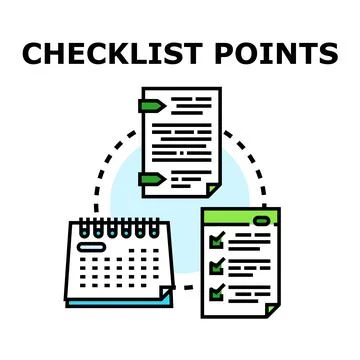 Checklist points scheduling management and planning tasks organizing Stock Illustration