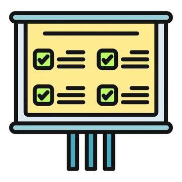 Checklist on presentation board indicating completed tasks Stock Illustration