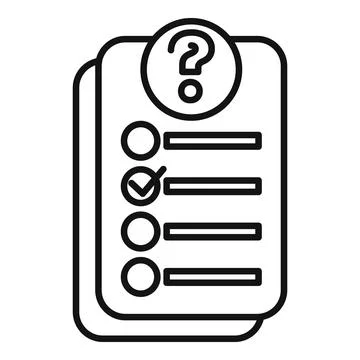 Checklist with question mark icon showing unknown answer in quiz Illustrazione stock