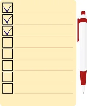 Checklist with red pen Icon Vector Stock Illustration