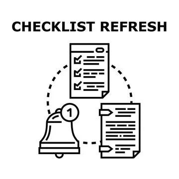 Checklist refreshing tasks concept with notification alert and updated docume Stock Illustration