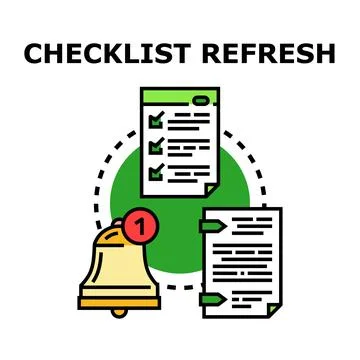 Checklist refreshing tasks concept with notification alert and updated docume Stock Illustration