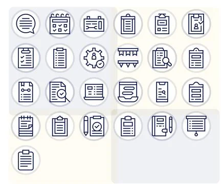Checklist Retina Ready Vector Icon Pack with 25 Regular Line Editable Element Stock Illustration