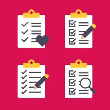 Checklist Review and Editing Process Flat Vector Icons Stockillustratie