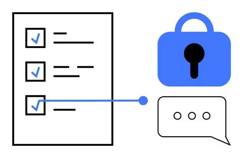 Checklist with Security Lock and Speech Bubble Illustrazione stock