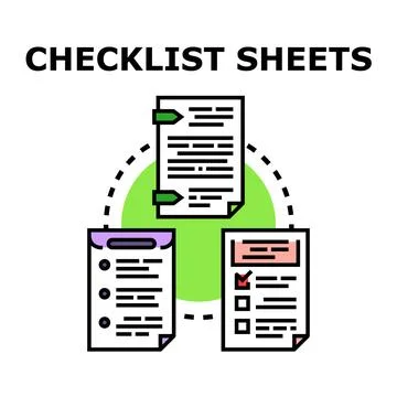 Checklist sheets planning task completion progress concept Stock Illustration