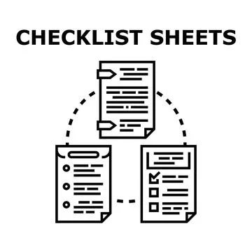 Checklist sheets planning task completion progress concept Stock Illustration