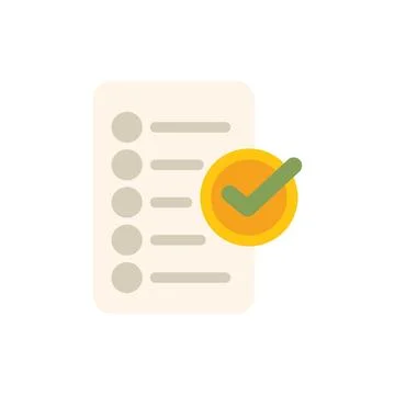 Checklist showing completed task with check mark icon Stock Illustration