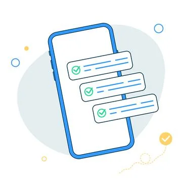 Checklist. Smartphone with green checkmarks. Check marks, ticks on mobile phone Stock Illustration