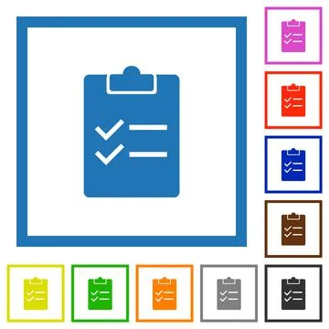 Checklist solid flat framed icons Illustrazione stock