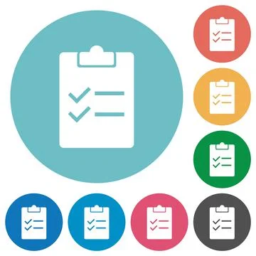 Checklist solid flat round icons Stock Illustration