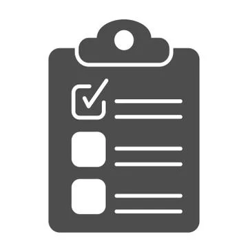 Checklist solid icon, business concept, Clipboard sign on white background, Clip 스톡 일러스트
