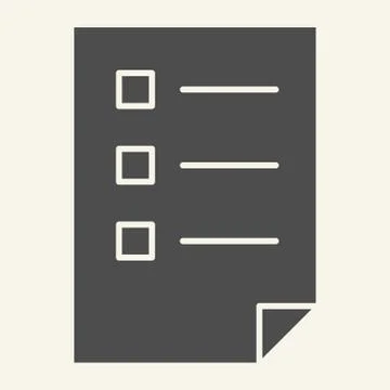 Checklist solid icon. List vector illustration isolated on white. Document glyph Stock Illustration