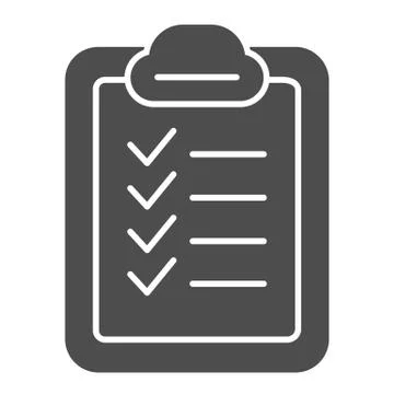 Checklist solid icon. List vector illustration isolated on white. Checkboard Stock Illustration