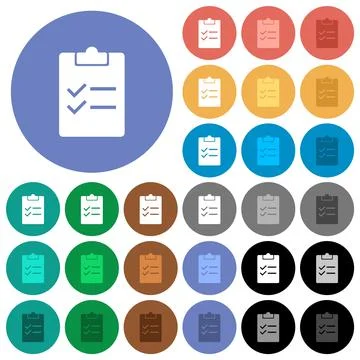 Checklist solid round flat multi colored icons Stock Illustration