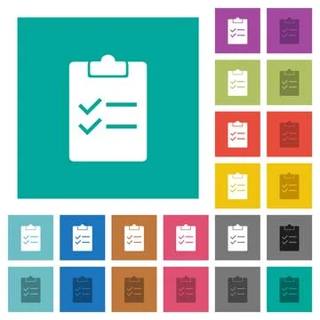 Checklist solid square flat multi colored icons Stock Illustration