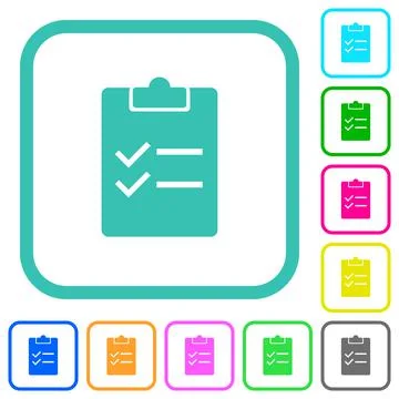 Checklist solid vivid colored flat icons Stock Illustration