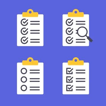 Checklist Status Icon Collection Flat Vector Illustrazione stock