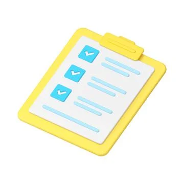 Checklist summary yellow clipboard checkbox complete task to do 3d icon reali イラスト素材