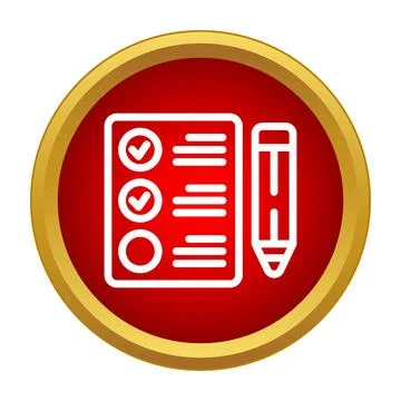 Checklist survey form with pencil red button 스톡 일러스트