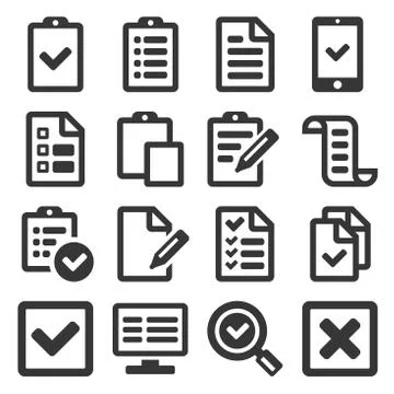 Checklist Survey Icon Set on White background. Vector Stock Illustration