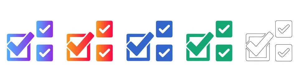 Checklist Task Completion Icons Set Stock Illustration