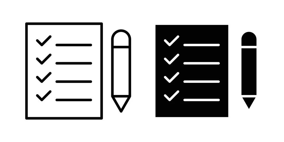 Checklist tasks icon linear versions pack on white background Stock Illustration
