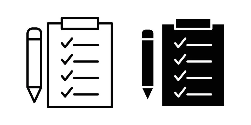 Checklist tasks icon set modern line and solid style collection. Stock Illustration
