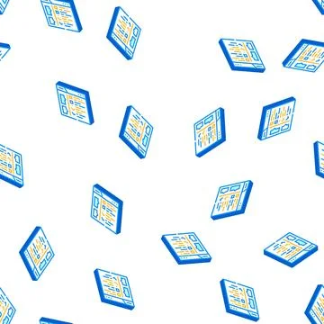 Checklist tasks isometric icon seamless pattern color Stock Illustration