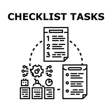 Checklist tasks managing project organizing complete process work イラスト素材