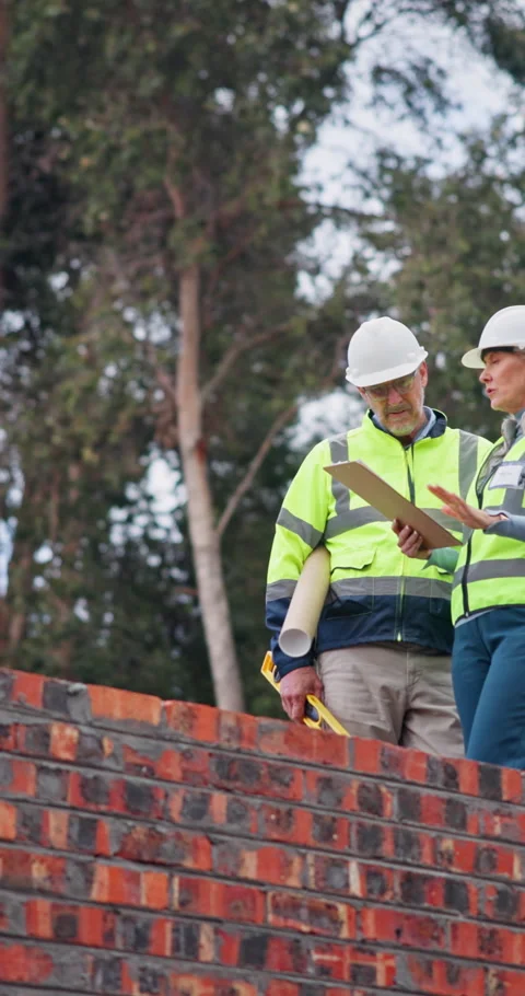 Checklist, team and construction workers site with planning building, repairs or Stock Footage 340956804