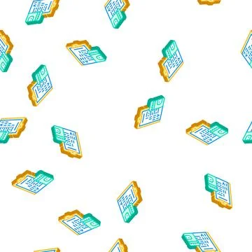 Checklist with testing stages isometric icon seamless pattern Stock Illustration