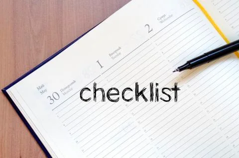 Checklist text concept on notebook Stock Photos