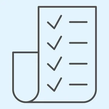 Checklist thin line icon. Folded paper check list with marks. Wedding asset Stock Illustration